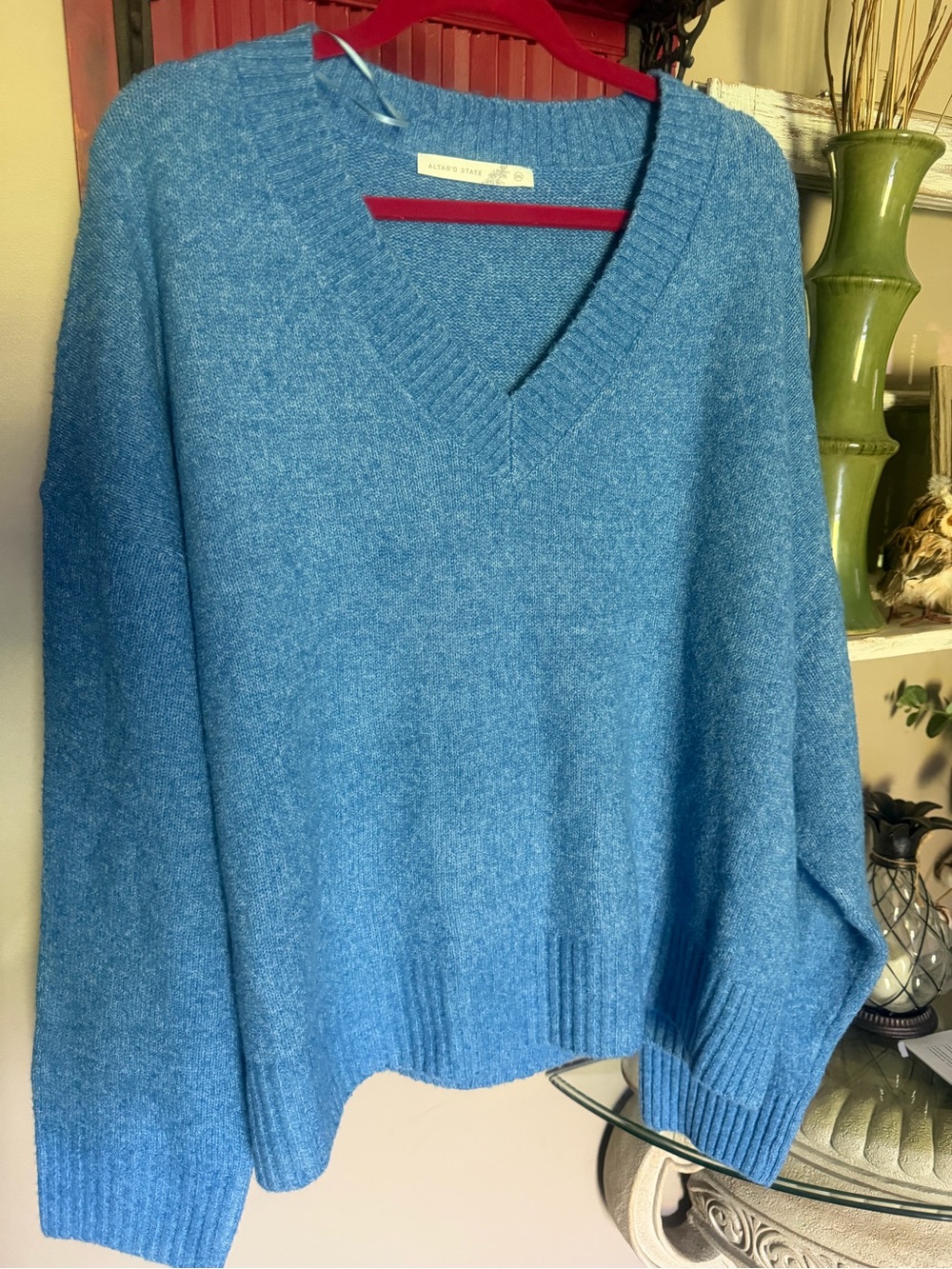 Women's Blue V-Neck Sweater